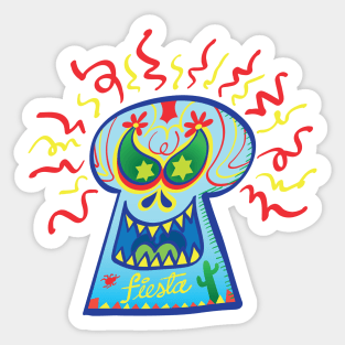 Evil Mexican sugar skull lauging mischievously Sticker